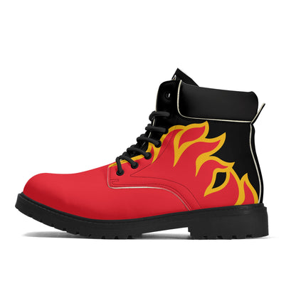 Mens Calgary Flames Inspired Leather All Season Boots