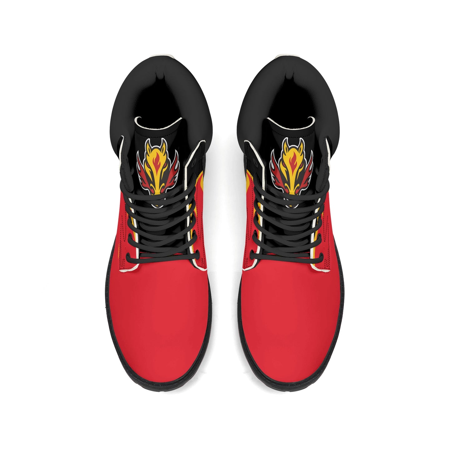 Mens Calgary Flames Inspired Leather All Season Boots