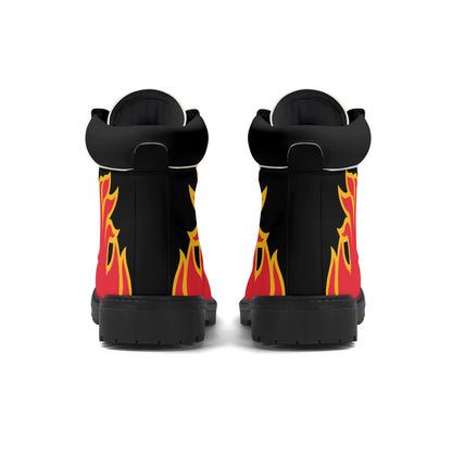 Mens Calgary Flames Inspired Leather All Season Boots