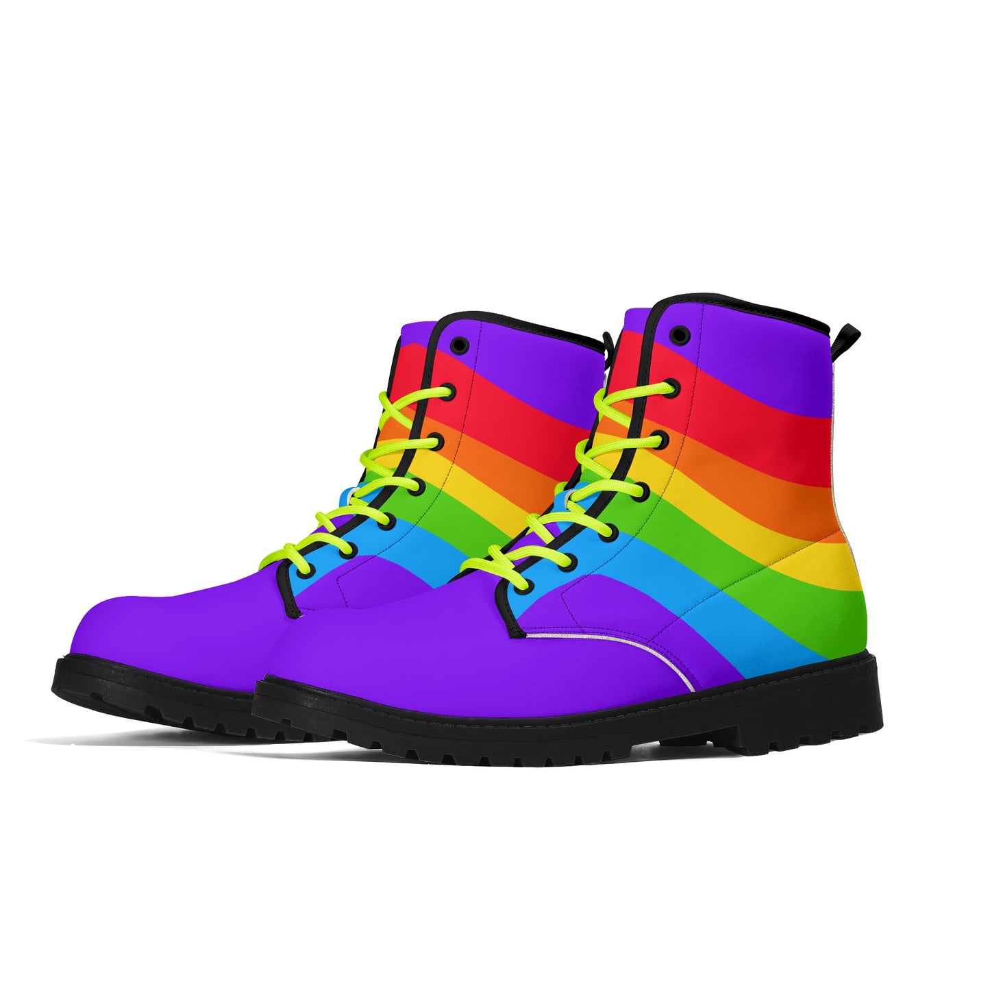 Rainbow Wave Purple Pride Leather Boots