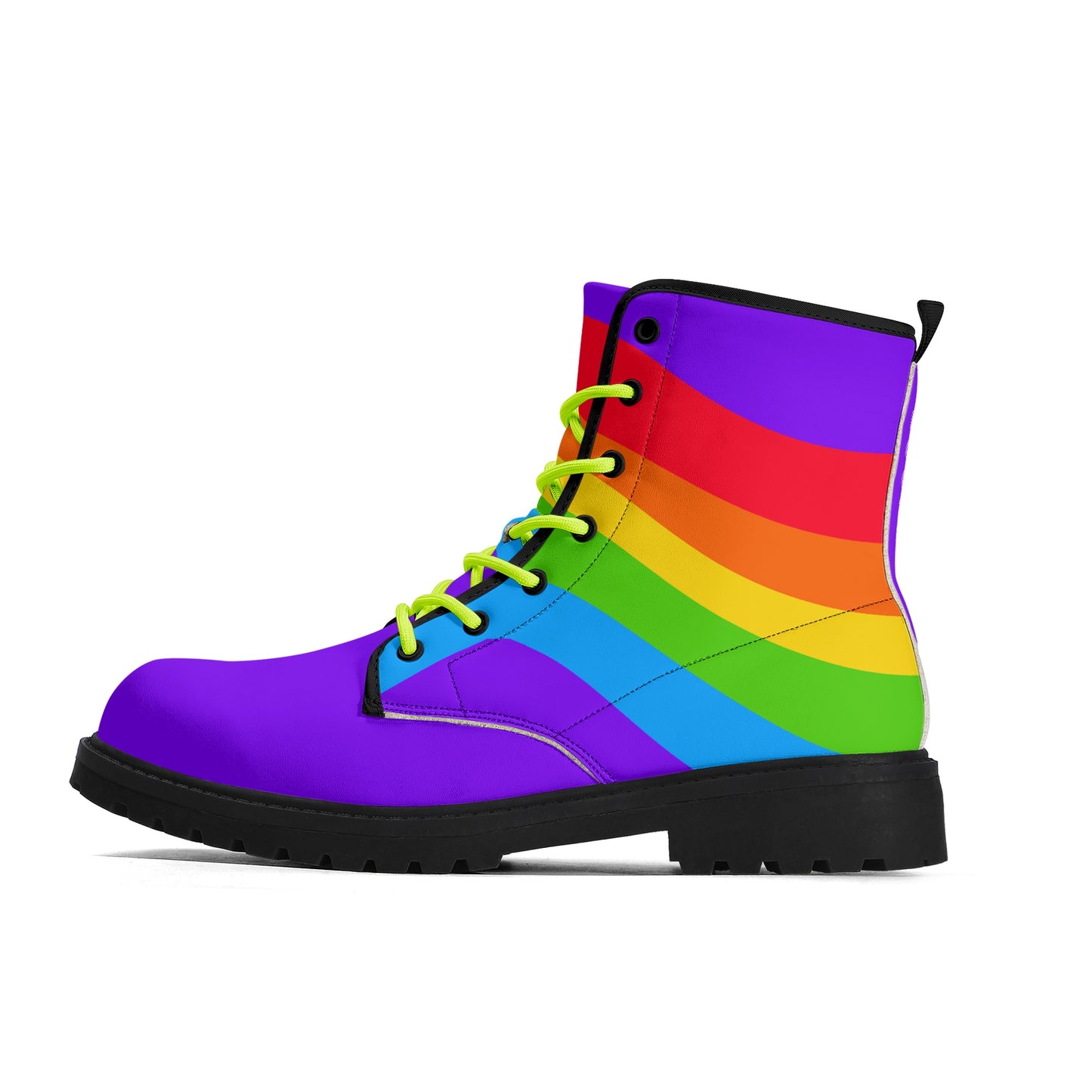 Rainbow Wave Purple Pride Leather Boots