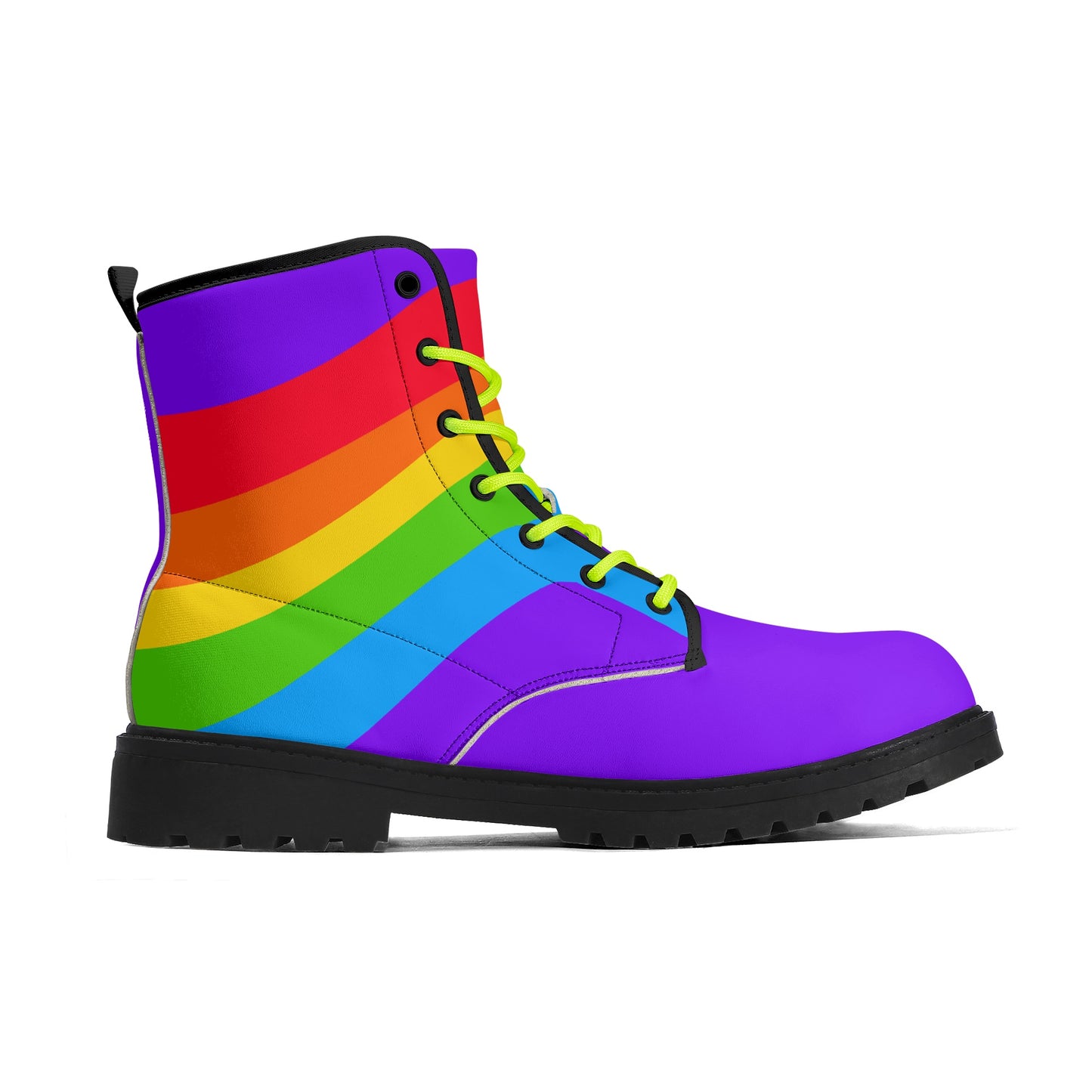 Rainbow Wave Purple Pride Leather Boots