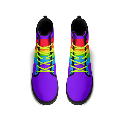 Rainbow Wave Purple Pride Leather Boots