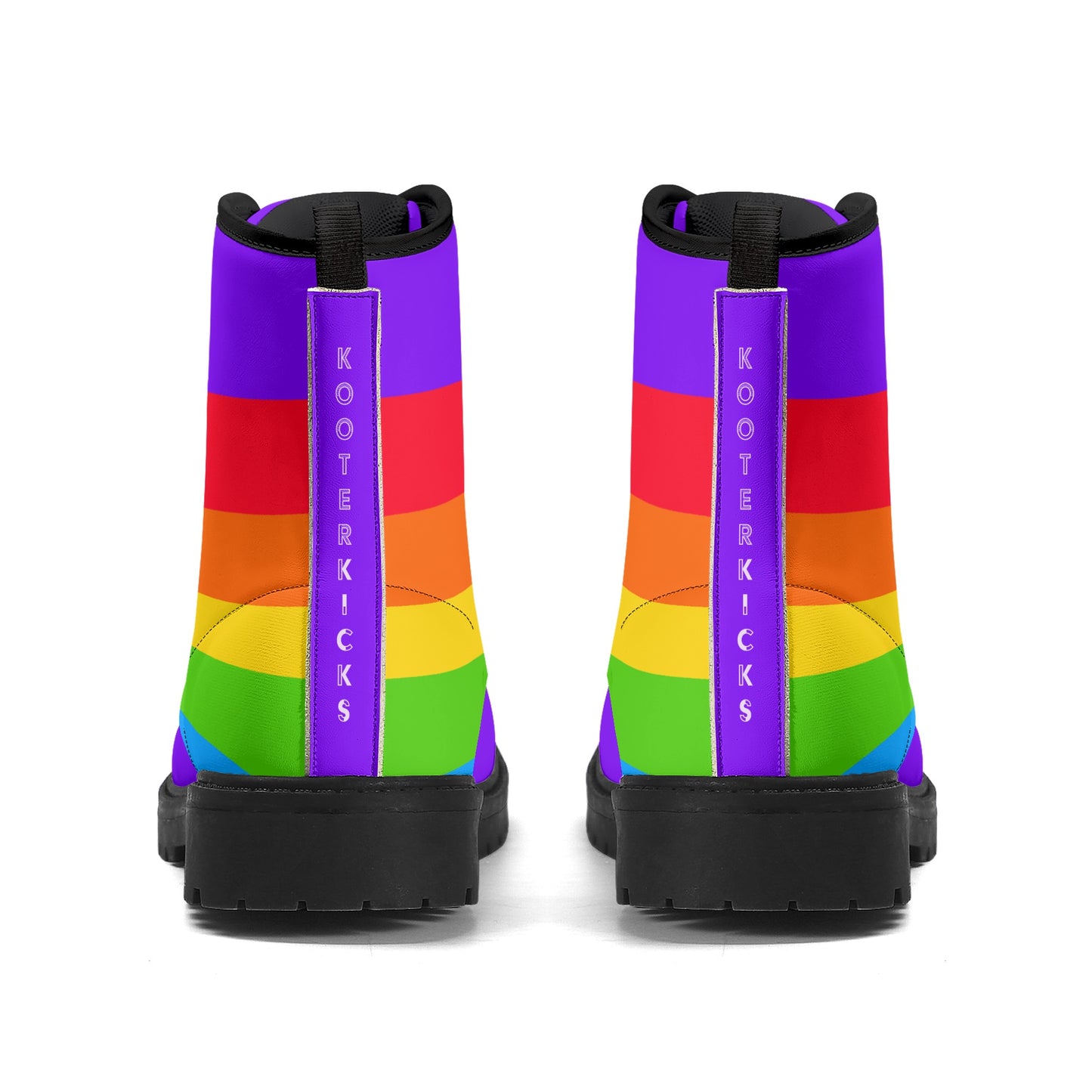 Rainbow Wave Purple Pride Leather Boots