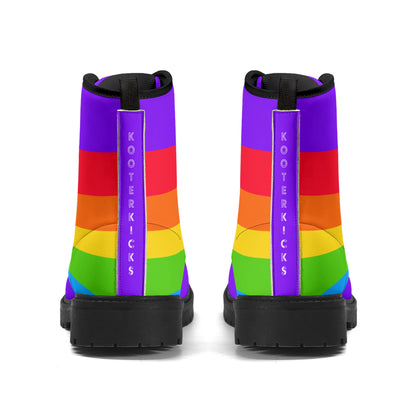 Rainbow Wave Purple Pride Leather Boots