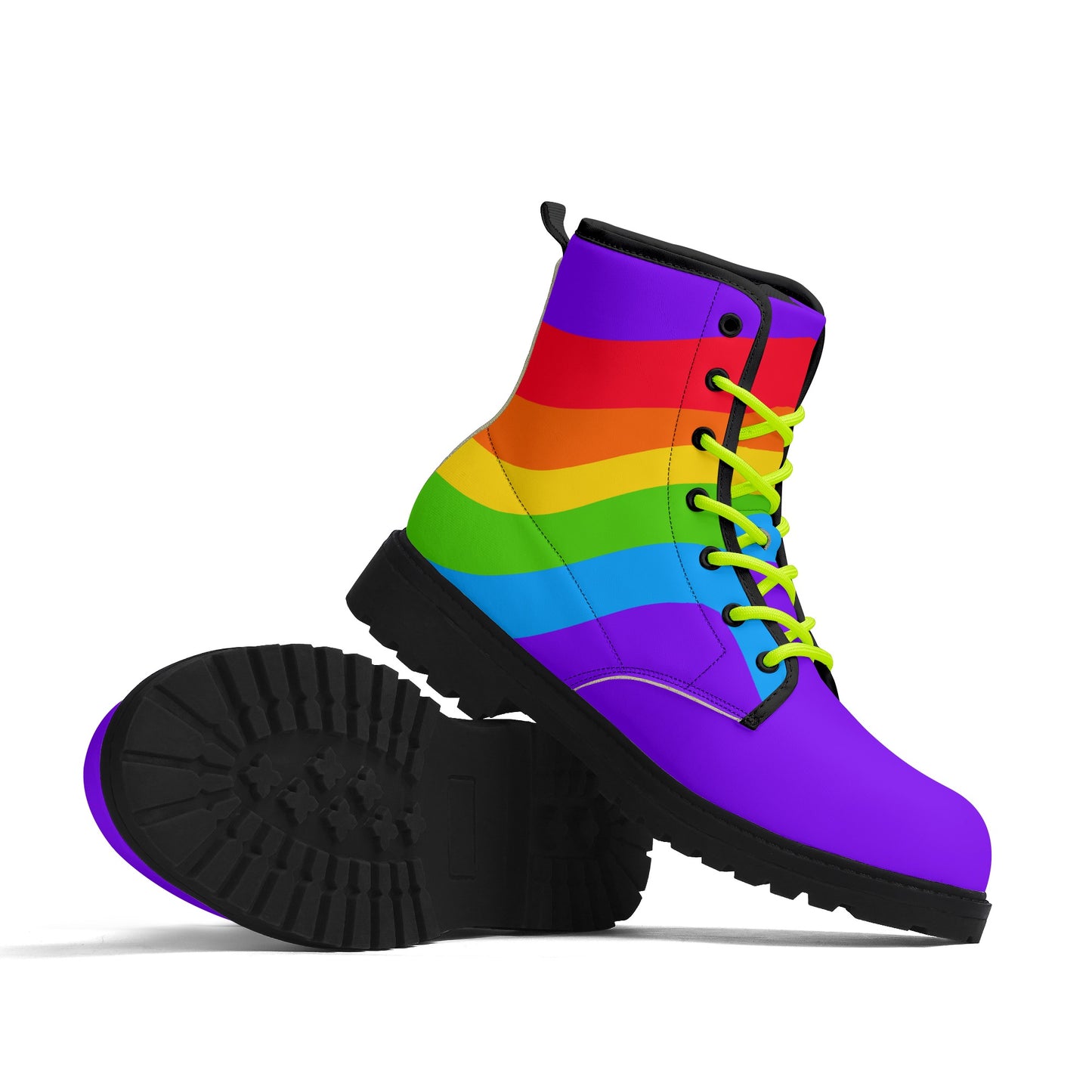 Rainbow Wave Purple Pride Leather Boots