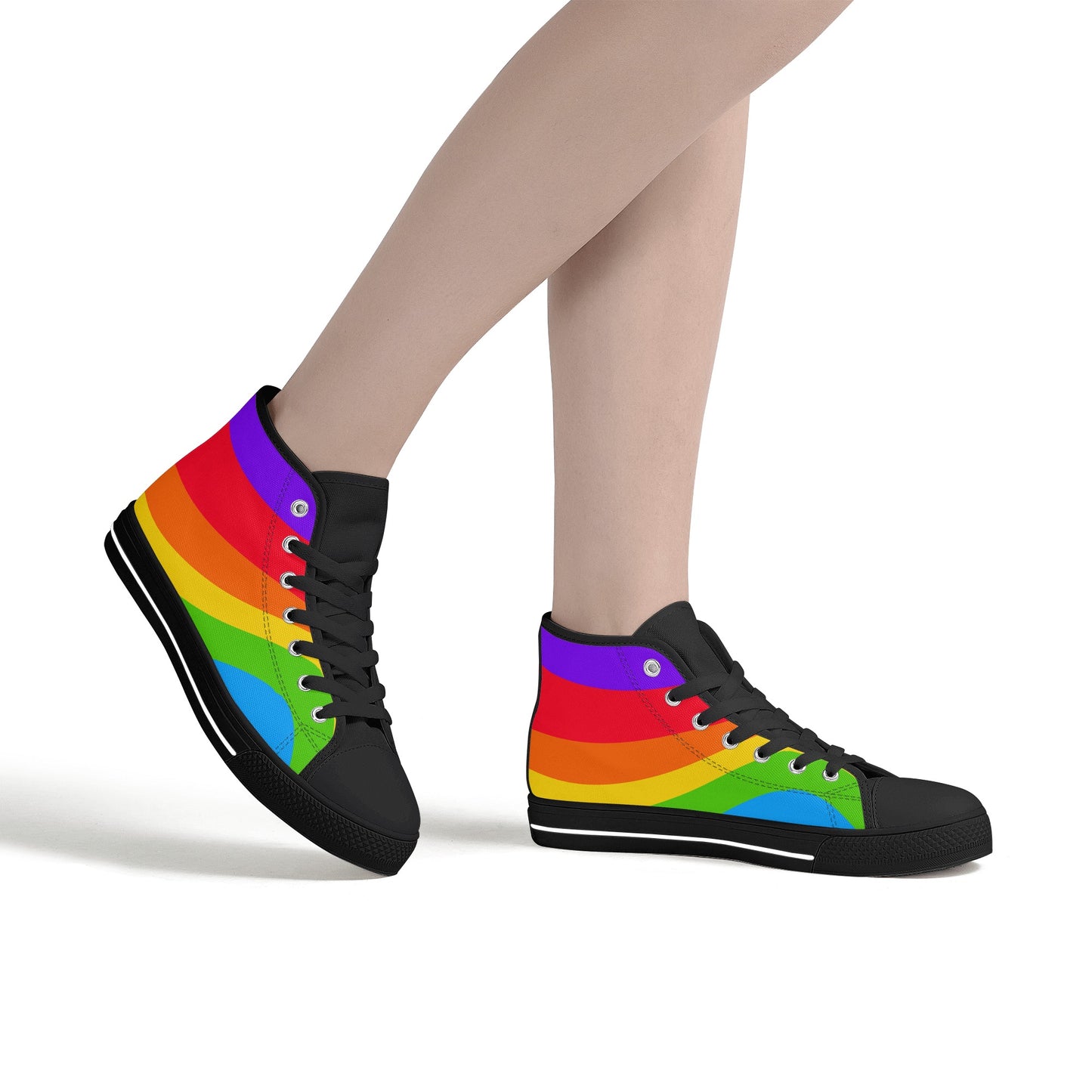 Rainbow Wave High TopCanvas Shoes