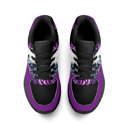 Purple Roses Skulls Adult Mesh and PU Leather Platform Athletic Shoes