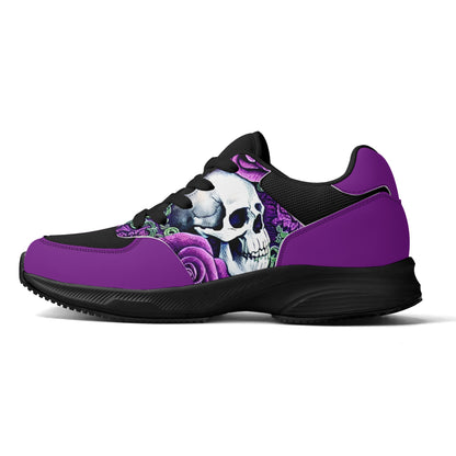 Purple Roses Skulls Adult Mesh and PU Leather Platform Athletic Shoes