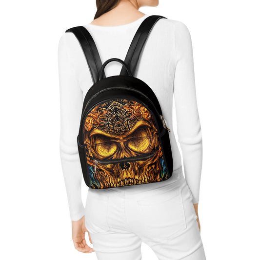 Zombie Skull Casual PU Leather Backpack
