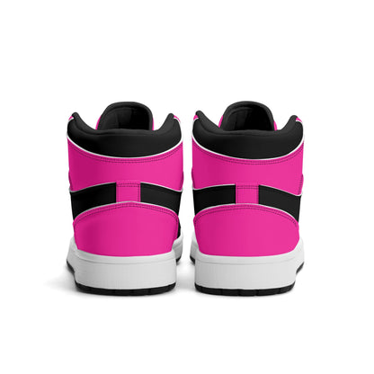 Womens Premium PU Leather Sneakers - Pink and Black