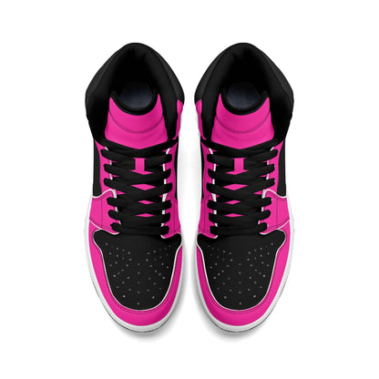 Womens Premium PU Leather Sneakers - Pink and Black