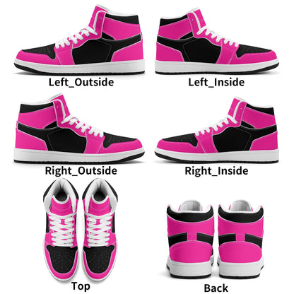 Womens Premium PU Leather Sneakers - Pink and Black