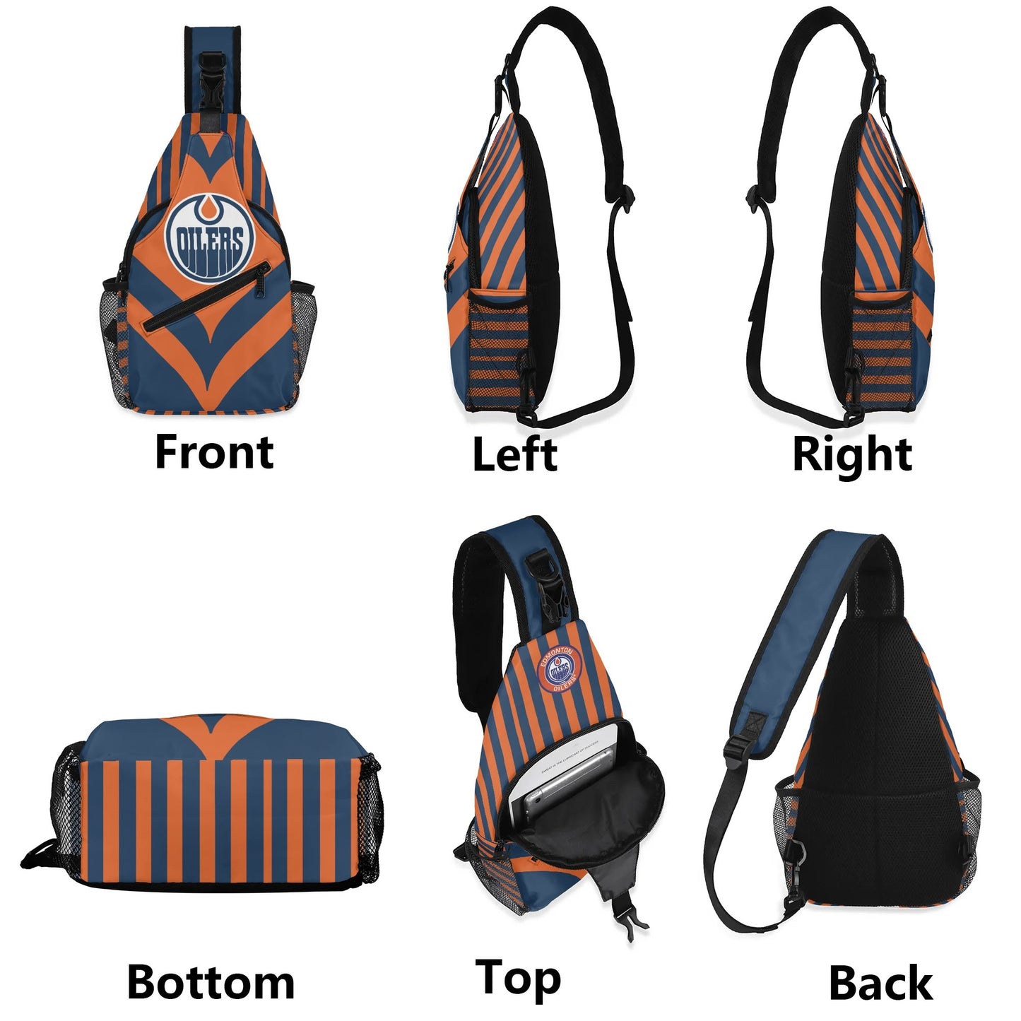 Edmonton Oilers Inspired Chest Crossbody Bag with Adjustable Strap