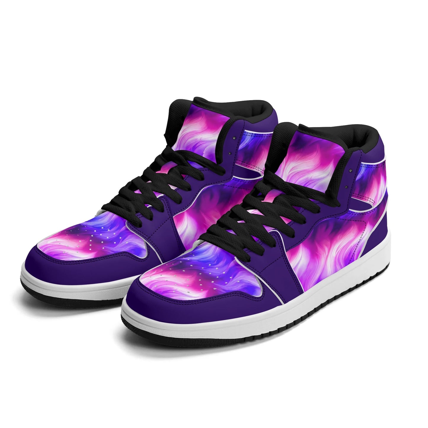 Mens Premium Unicorn Hair PU Leather High Top Sneakers