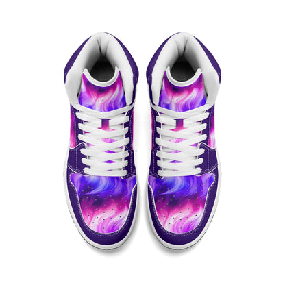 Mens Premium Unicorn Hair PU Leather High Top Sneakers