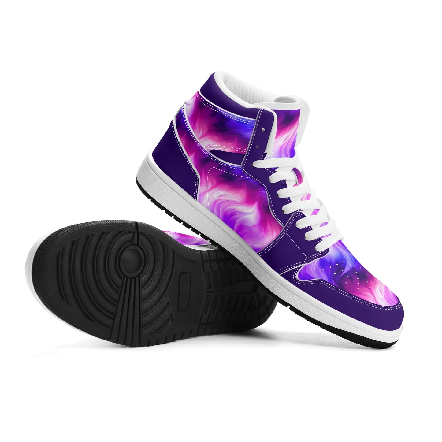 Mens Premium Unicorn Hair PU Leather High Top Sneakers