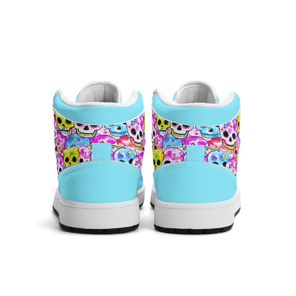 Mens Jelly Skulls Premium PU Leather High Top Sneakers