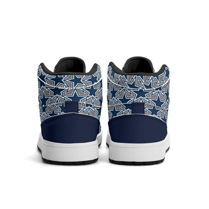 Mens Dallas Cowboy Inspired Premium PU Leather High Top Sneakers
