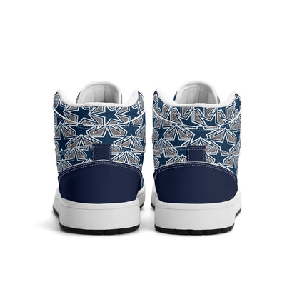 Mens Dallas Cowboy Inspired Premium PU Leather High Top Sneakers