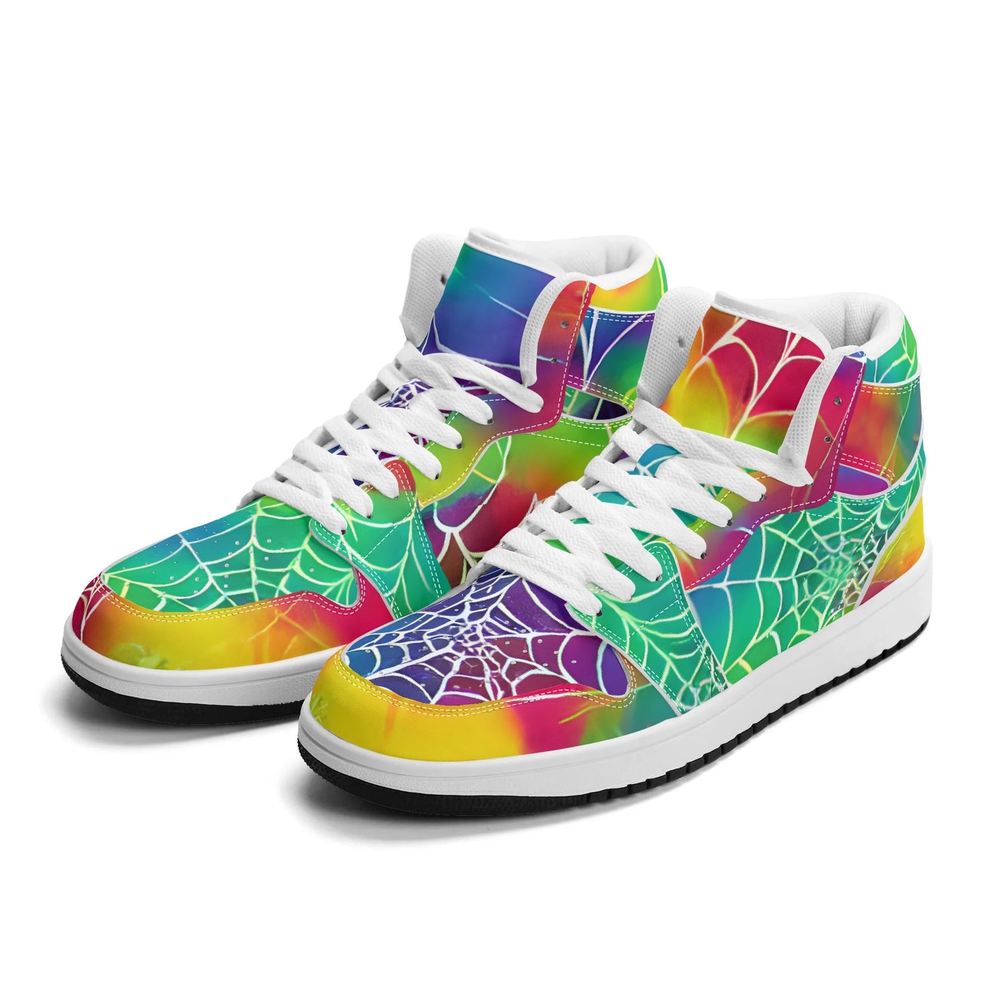 Womens Webbed Rainbow Premium PU Leather Sneakers