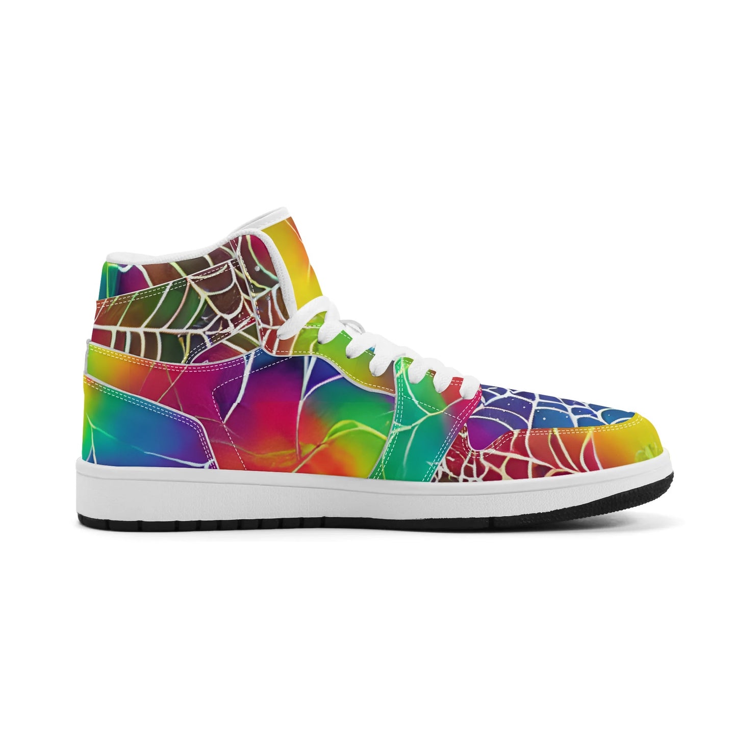 Womens Webbed Rainbow Premium PU Leather Sneakers