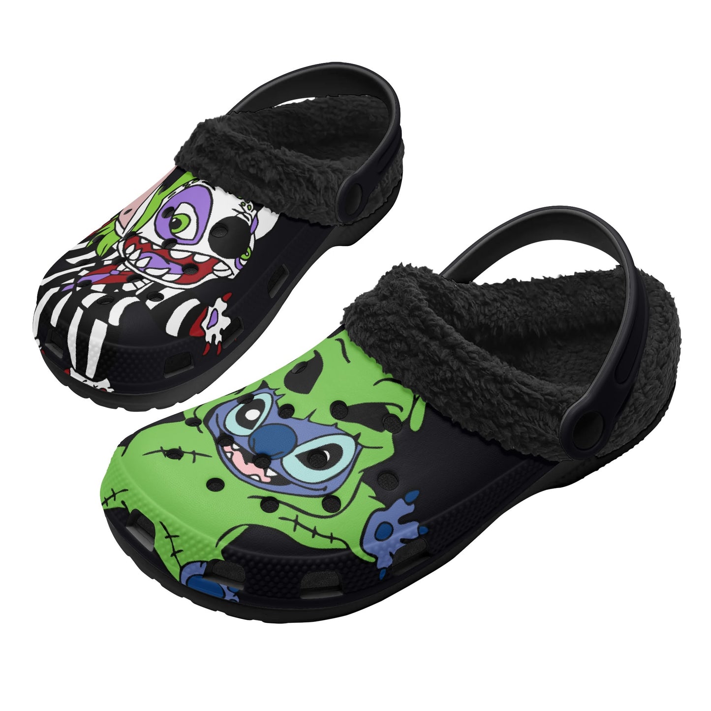 Adults Stitch Beetlejuice Oogie Boogie Black Lined Clog