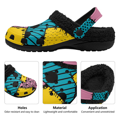 Adults Black Warm House Clog Winter Fur Lined Garden Slippers
