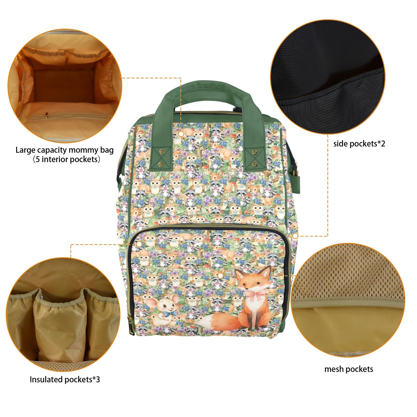 Forest Animals Multi-Function Diaper Bag