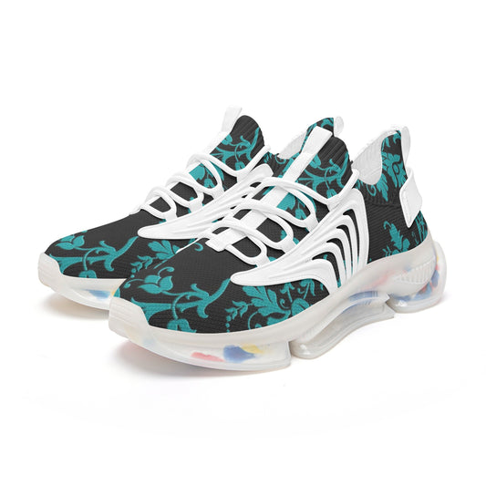 Teal Damask Unisex Low Top Mesh Sneakers