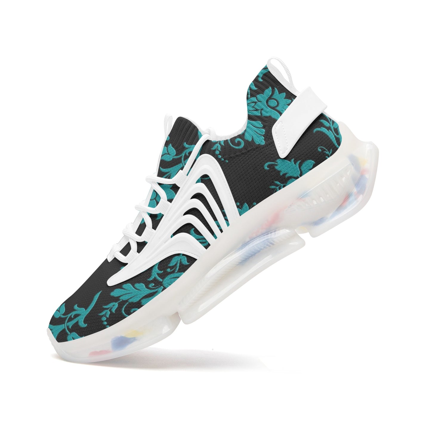 Teal Damask Unisex Low Top Mesh Sneakers