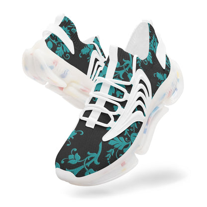 Teal Damask Unisex Low Top Mesh Sneakers