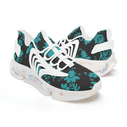 Teal Damask Unisex Low Top Mesh Sneakers