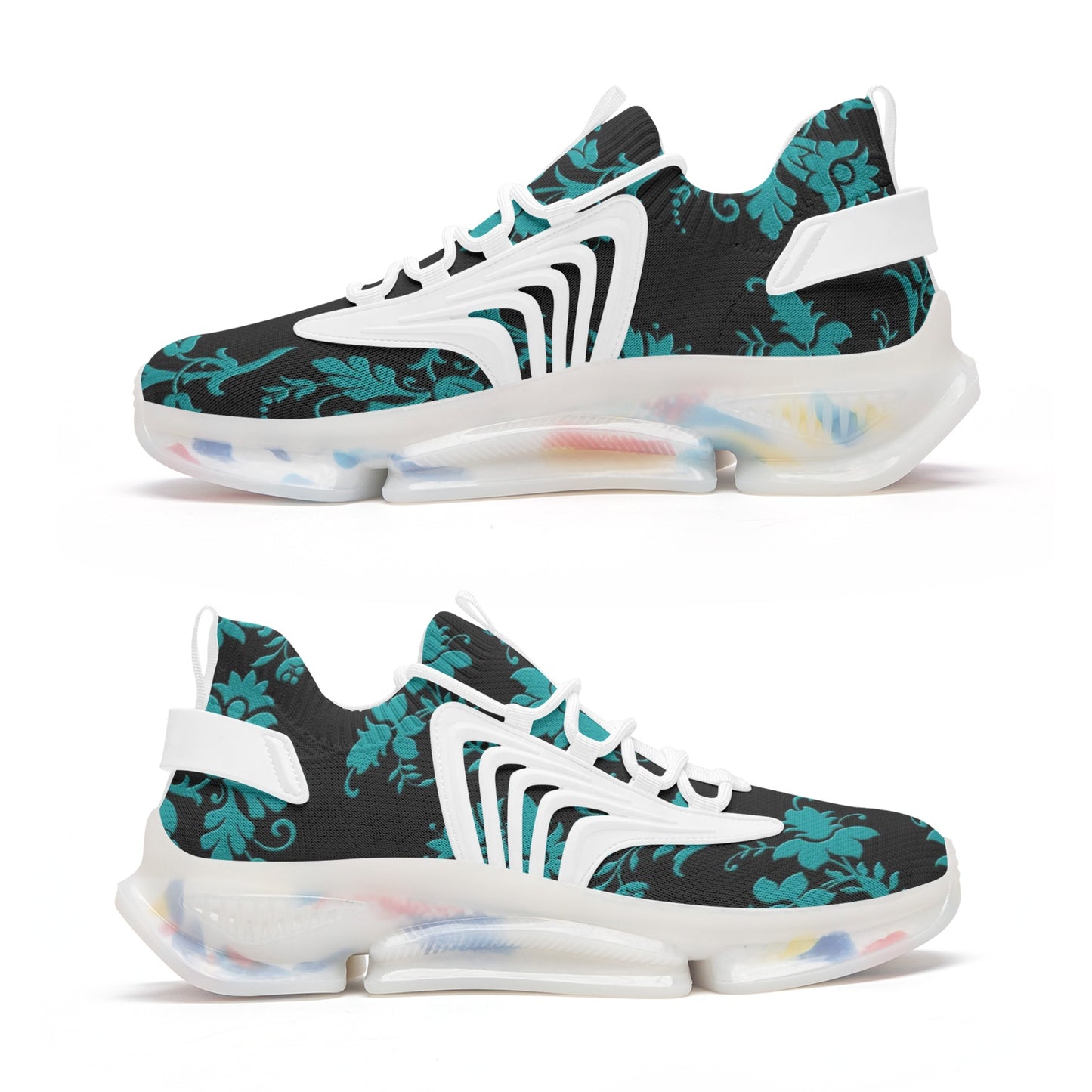 Teal Damask Unisex Low Top Mesh Sneakers