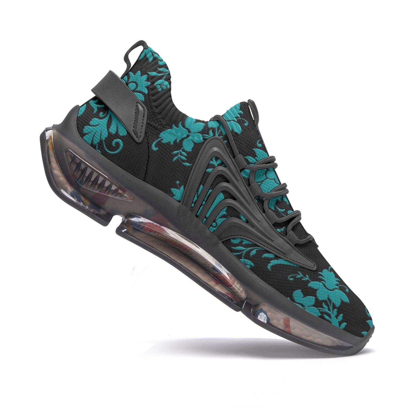 Teal Damask Unisex Low Top Mesh Sneakers