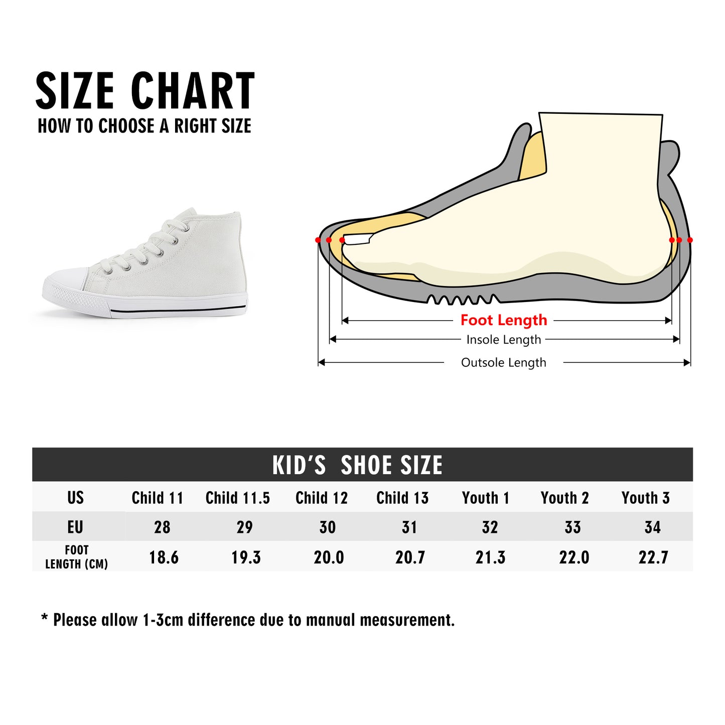 Kids Rainbow High Top Canvas Shoes