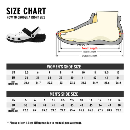 Adults Floral Black Warm Lined Clog