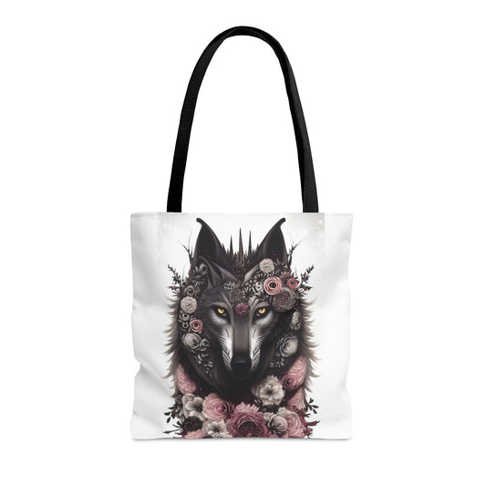 Wolf and Flowers Fantasy Art Tote Bag