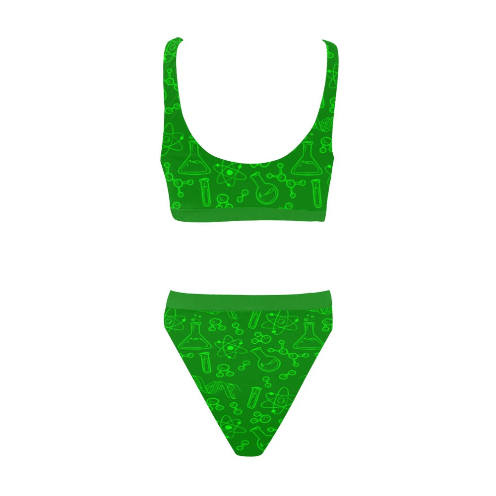 Rick & Morty Green Sport Bikini Top & High-Waisted Bikini Swimsuit
