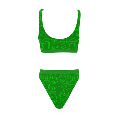 Rick & Morty Green Sport Bikini Top & High-Waisted Bikini Swimsuit