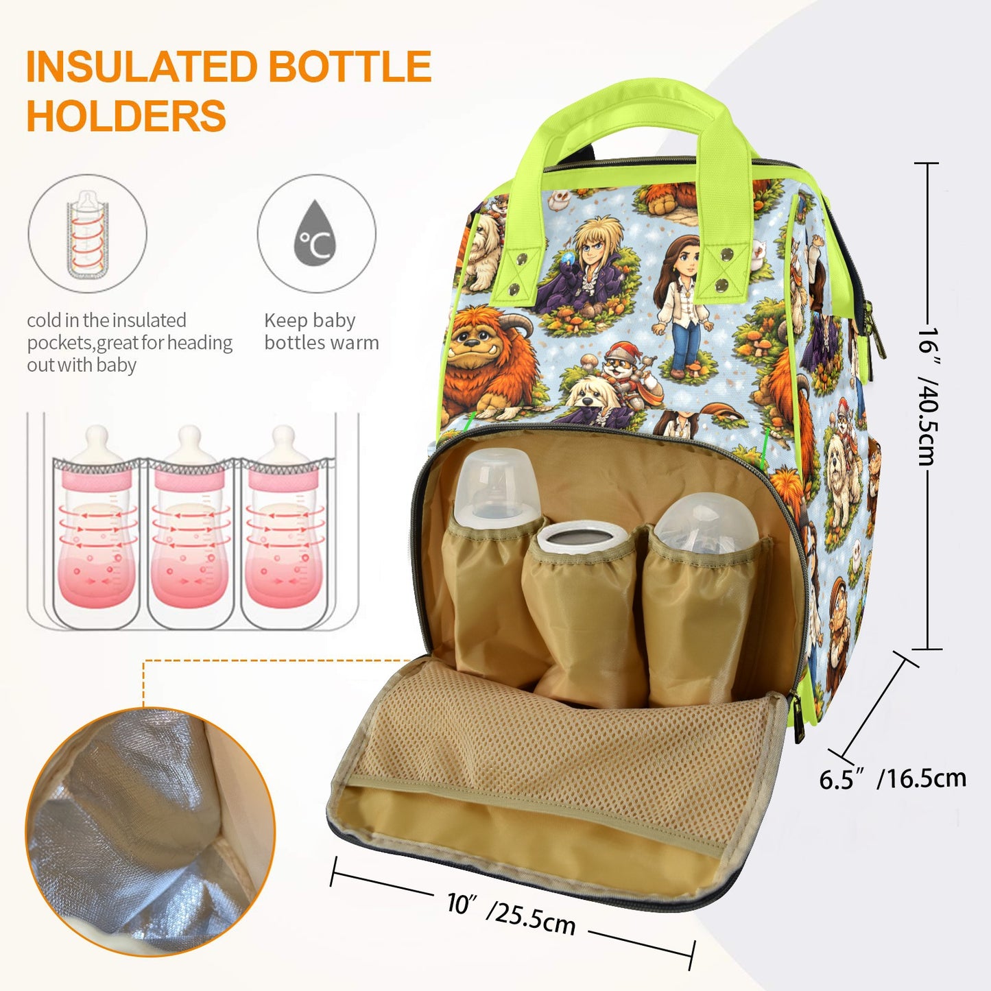 Labyrinth Lime Multi-Function Diaper Bag-New