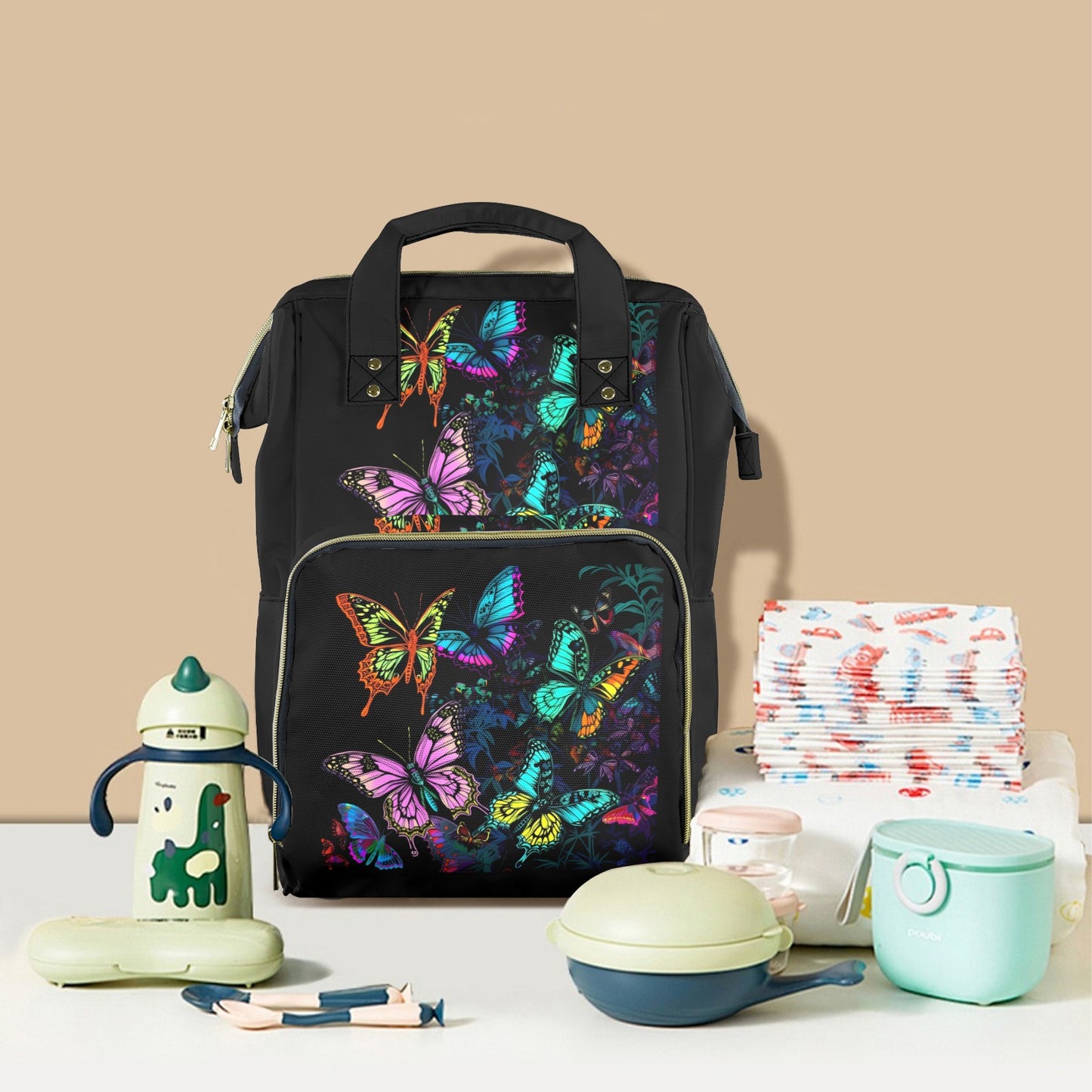 Neon Butterflies New Multi-Function Diaper Bag