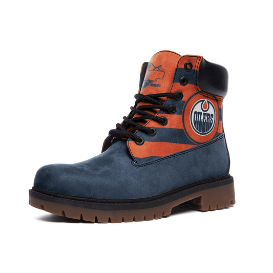 Edmonton Oilers Inspired Casual Leather Lightweight boots