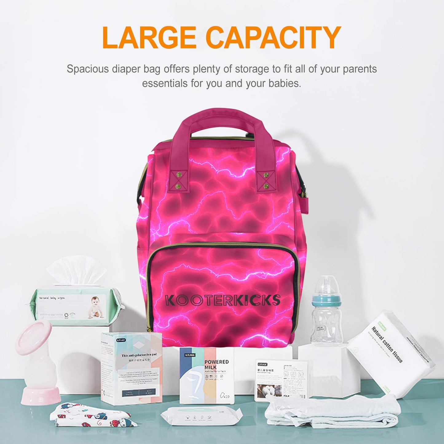 Pink Lightnight Diaper Bag Backpack