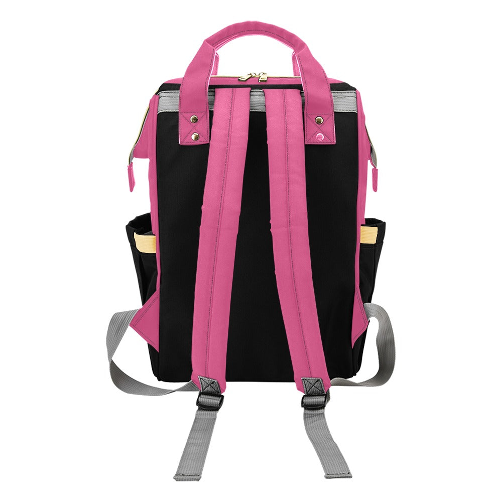 Black Pink Butterfly Multi-Function Diaper Bag Backpack