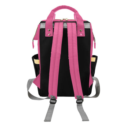 Black Pink Butterfly Multi-Function Diaper Bag Backpack
