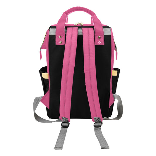 Black Pink Butterfly Multi-Function Diaper Bag Backpack