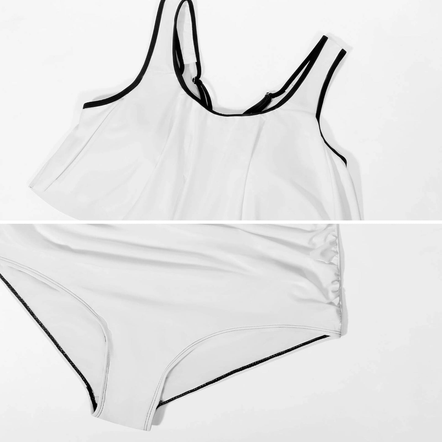 Blue Gold Two-piece Swimsuit Full Front Ruffle Plus