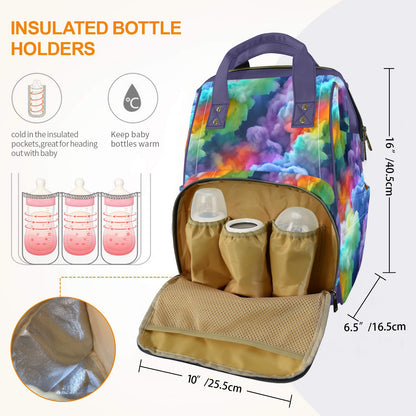 Rainbow Clouds Multi-Function Diaper Bag Backpack