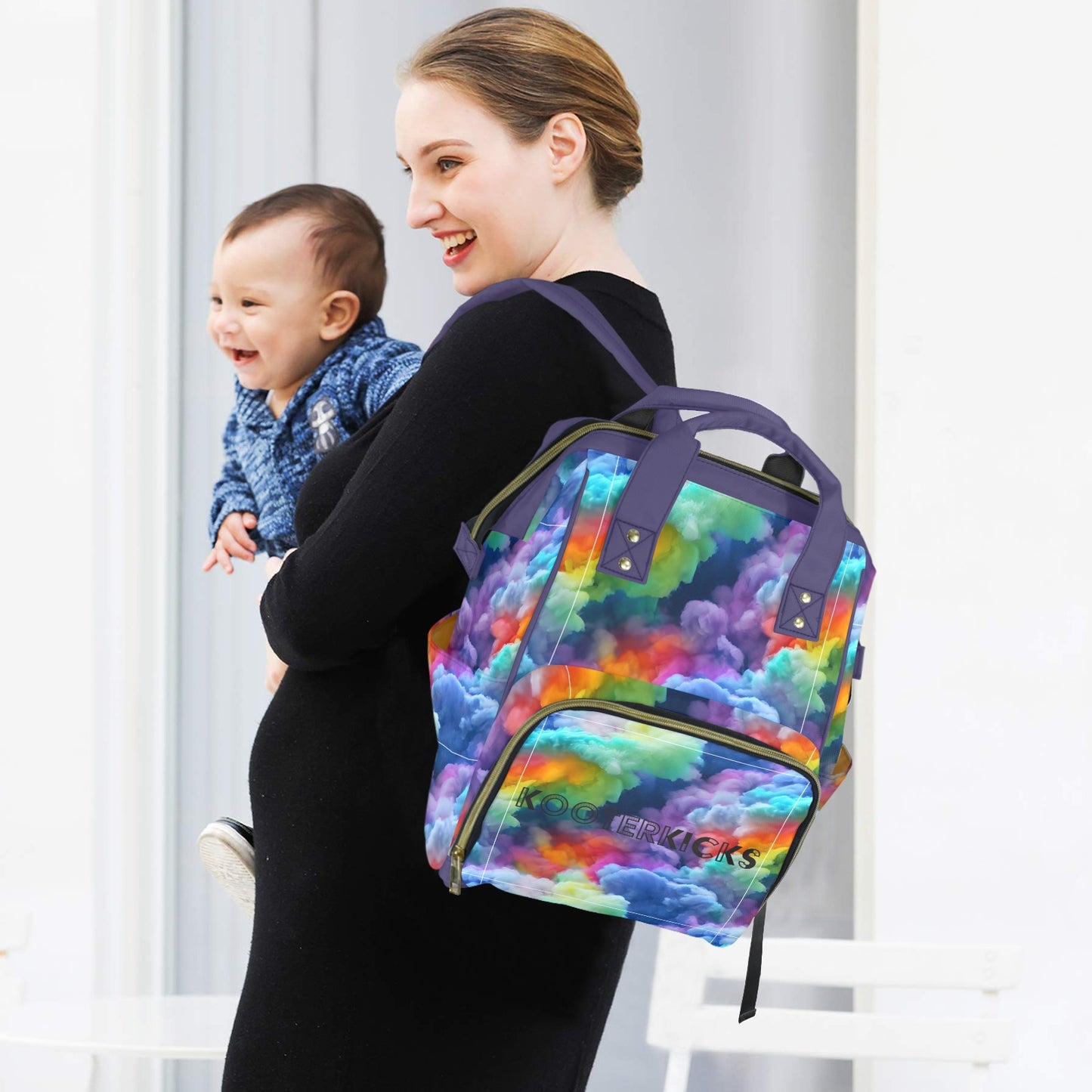 Rainbow Clouds Multi-Function Diaper Bag Backpack